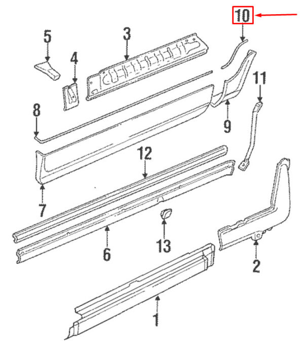 Porsche Carrera 911 964 door sill trim rear right 9645592960101C new - Image 3