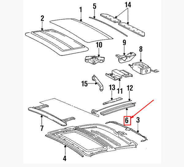 Porsche 911 964 Carrera right sunroof cable routing rail 96456434200 new