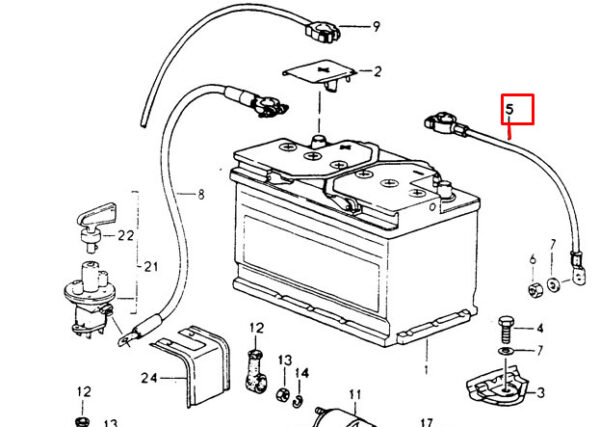 Porsche 911 964 Carrera Minus Cable Battery Cable 96461179900 NEW ORIGINAL - Image 5