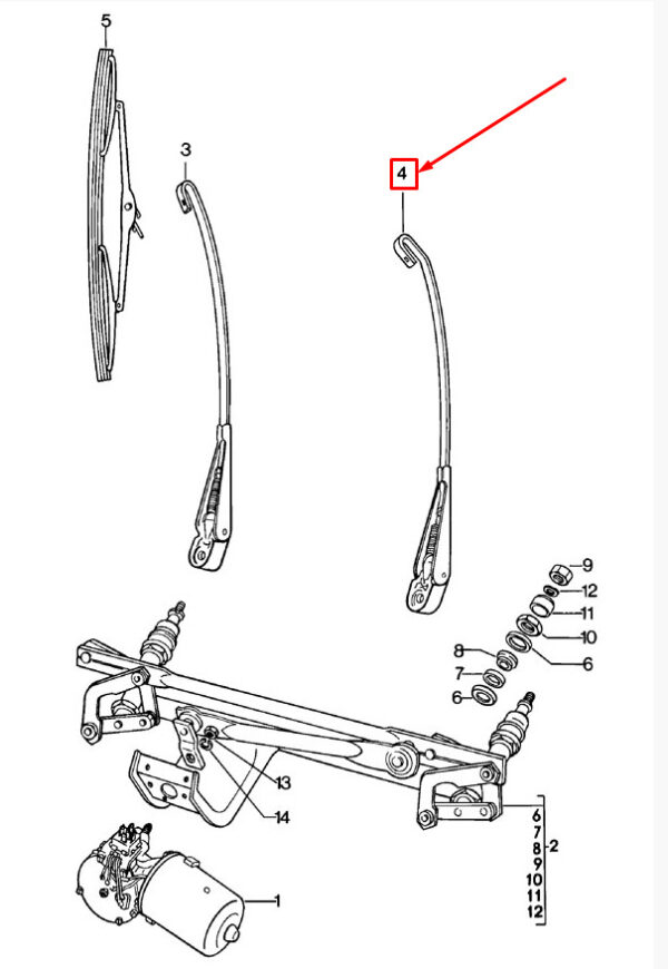 Porsche 911 964 wiper arm front right LHD 96462802802 NEW ORIGINAL