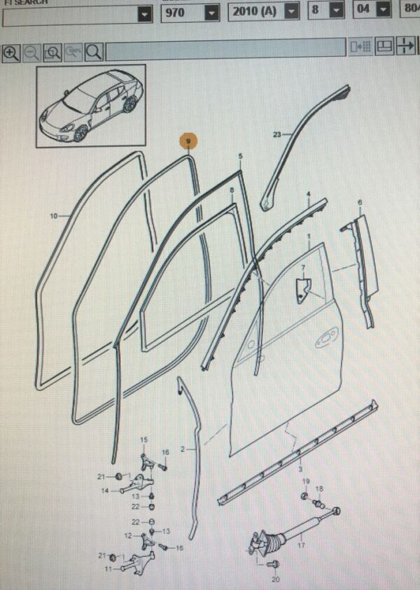 NEW PORSCHE PANAMERA 09-16 FRONT LEFT DOOR SEAL 97053727501 GENUINE