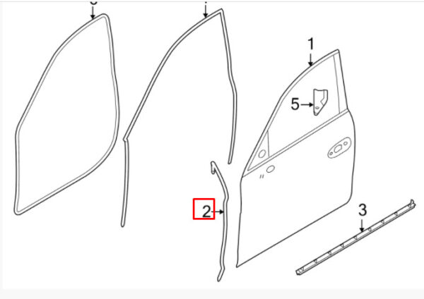 Porsche Panamera 970 Front Left Door Seal 97053753102 NEW GENUINE - Image 2
