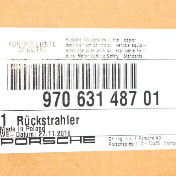 Porsche Panamera 970 rear bumper reflector left 97063148701 NEW ORIGINAL - Image 3