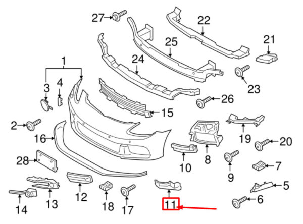 Porsche Panamera 971 bumper insert front left 971807485OK1 NEW ORIGINAL - Image 6
