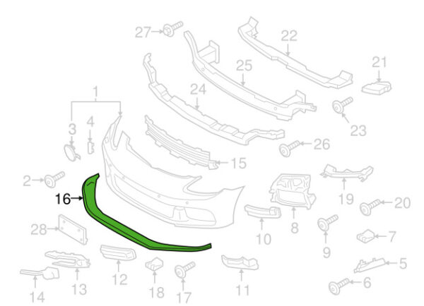 Porsche Panamera 971 Front Bumper Lower Spoiler 971807541OK1 NEW GENUINE - Image 3