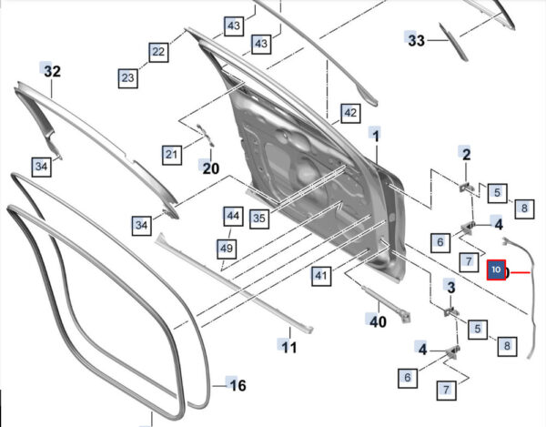 Porsche Panamera 971 Door Gasket Rubber Front Right 971837774 NEW Original - Image 2