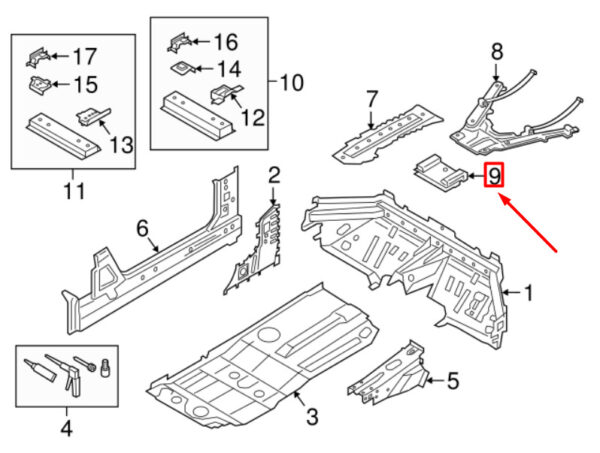 Porsche 718 Boxster 982 rear floor mount 98150463300 NEW ORIGINAL - Image 5