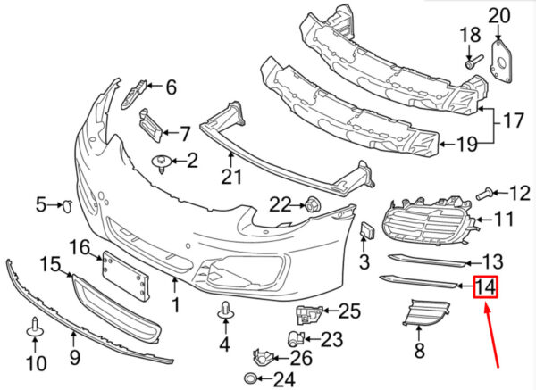 Porsche 981 Front Left Lower Trim Cover 98150576500G2X NEW
