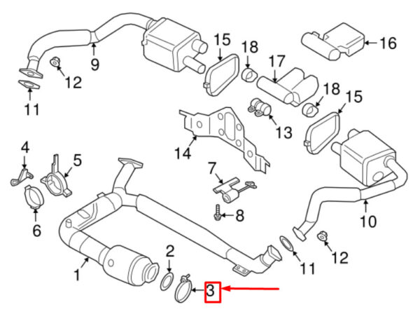 Porsche 718 Cayman 982 catalyst clamp 982251616 NEW ORIGINAL - Image 3