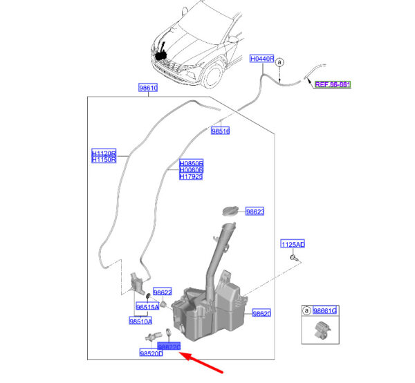 986223L000 Hyundai Tucson NX4 MK4 Grommet for Windshield Level Switch 986223L000