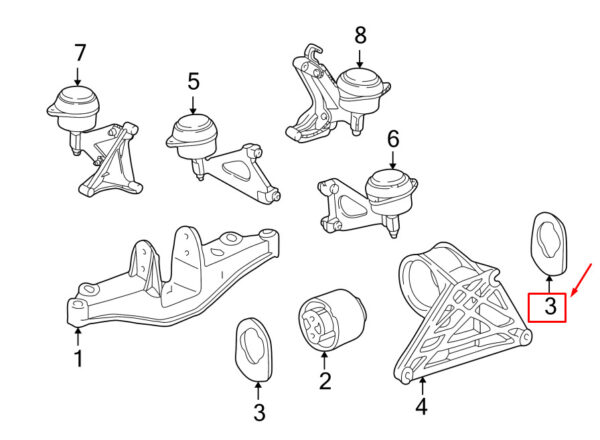 Porsche Boxster 986 Engine Mount Insulator Stop 98637525501 NEW GENUINE - Image 3