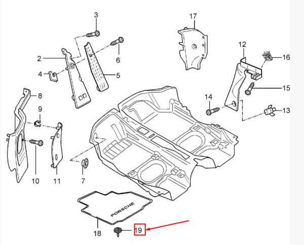 Porsche Boxster 986 Floor Mat Mounting Plate 98655198500 NEW Original