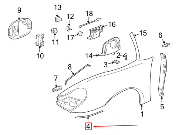 Porsche Cayman 987 fender protection film front left 98750453100 NEW REAL - Image 3