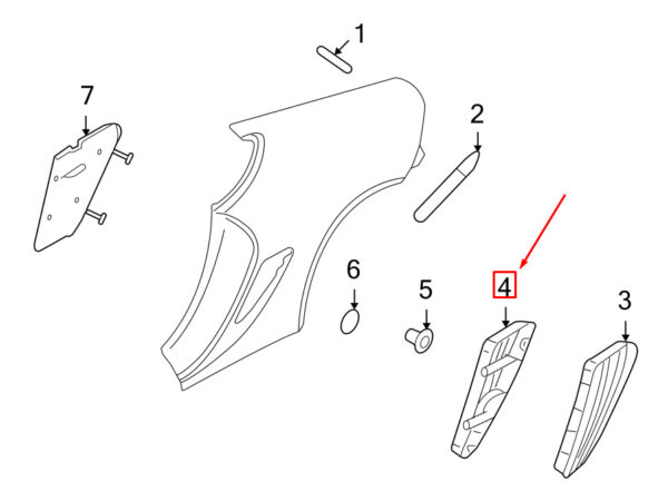 Porsche Cayman 987 Right Quarter Panel Bracket 9875043500201C NEW REAL - Image 5