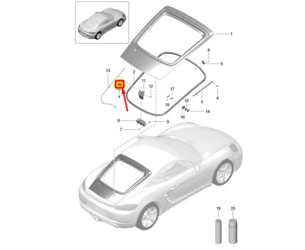 Porsche 718 Cayman 982 Rubber Buffer for Rear Actuator Cover 98751298700 - Image 3