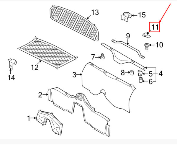 Porsche Cayman 987 luggage compartment cover, ironing handle, 987555403005Z1, original part - Image 3