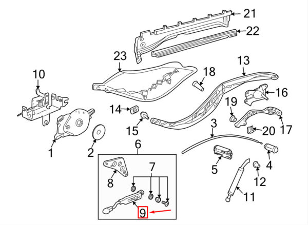 Porsche Boxster 987 Convertible Top Pestle Bar 98756127903 NEW Original