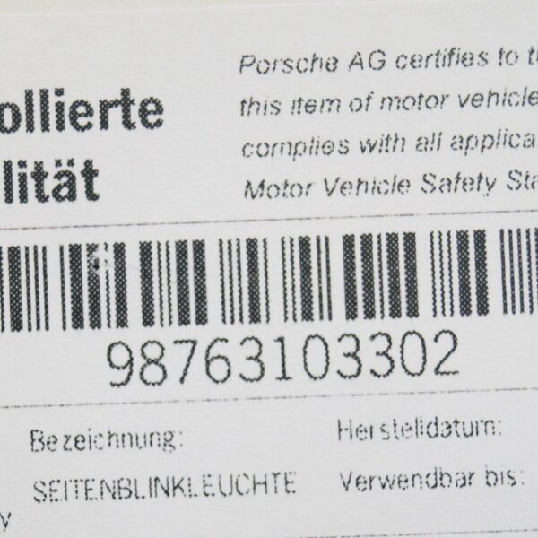 Porsche Boxster 987 turn signals front left 98763103302 NEW ORIGINAL