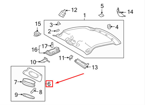 Porsche Cayman 987 Left Sun visor 987731031137E3 NEW ORIGINAL
