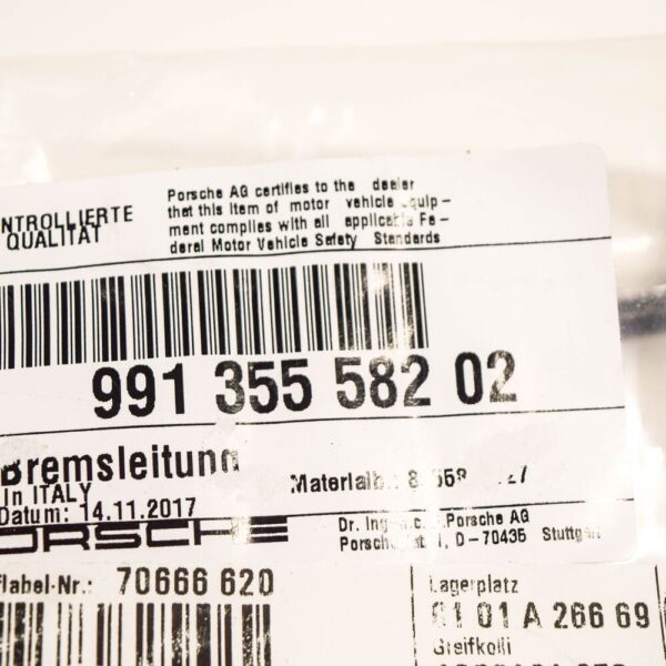 Porsche Cayman 718 982 Front Right Brake Tube 99135558202 NEW GENUINE - Image 6