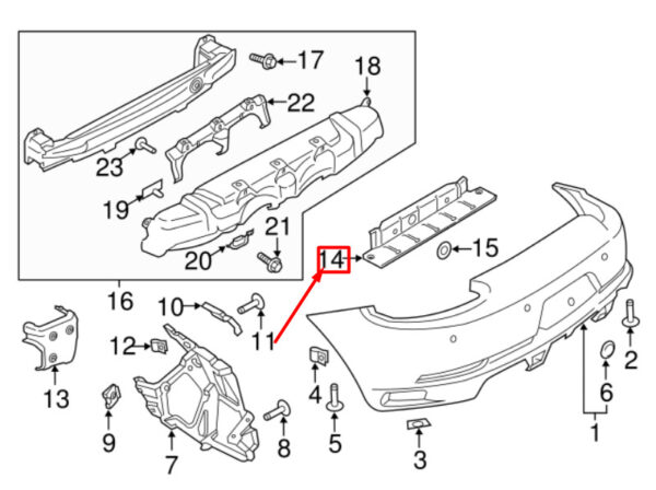 Porsche 911 991 Heat Shield for Rear Bumper Cover Center 99150547101 - Image 3