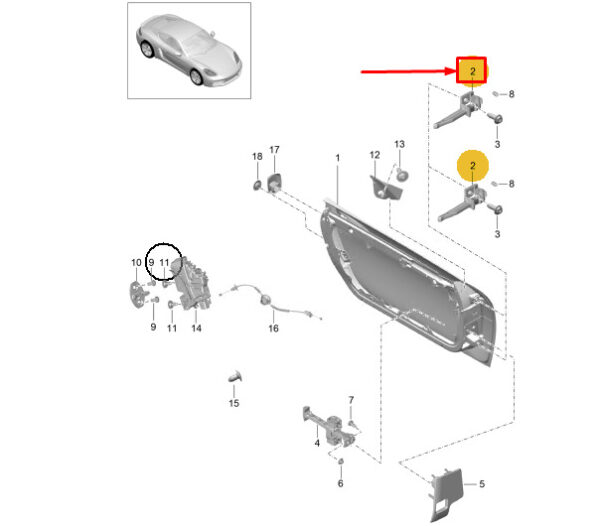 PORSCHE 718 CAYMAN 982 FRONT LEFT UPPER DOOR HINGE 99153131900 NEW GENUINE - Image 2