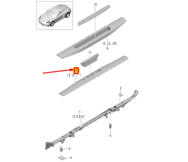 Porsche 718 Cayman 982 Sill Trim Inner Right 991555120001E0 GENUINE