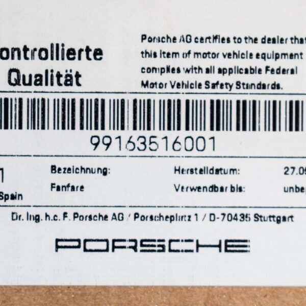 Porsche 911 991 horn signal low tone 99163516001 new original - Image 6