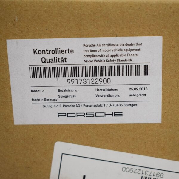 Porsche 911 991 base plate for left door mirror 99173122900 LHD NEW ORIGINAL - Image 3