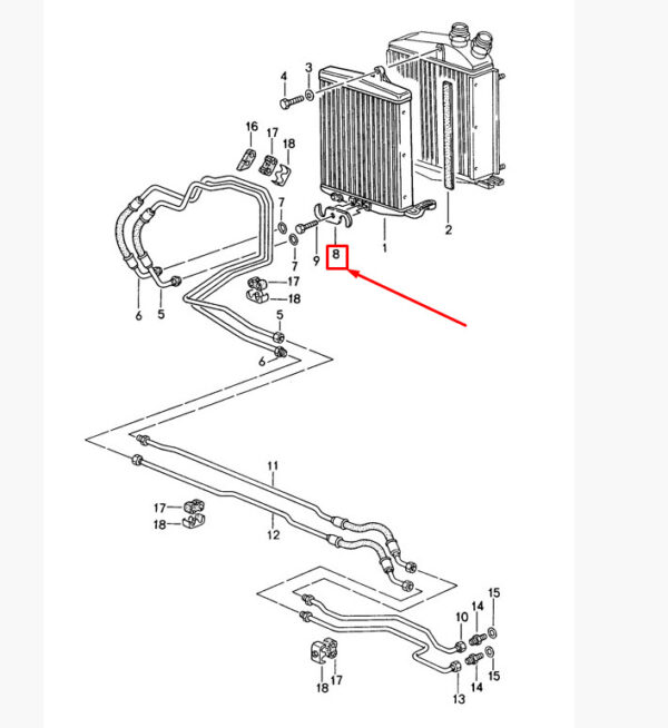 Porsche Carrera 911 993 transmission radiator line mount 99330714300 NEW ORIGINAL - Image 3