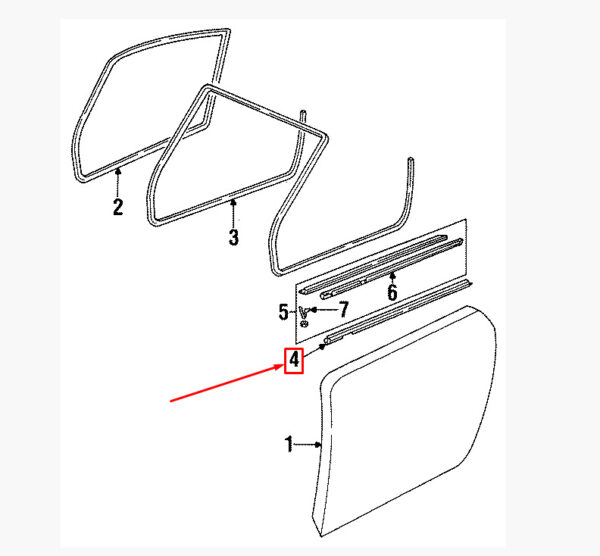 Porsche 911 993 gasket for window opening front right inside 99353729601 NEW - Image 5