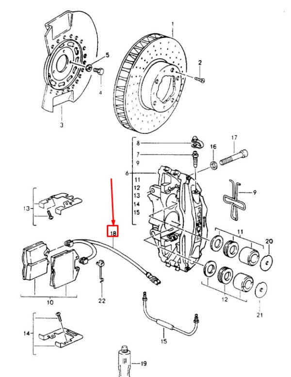 Porsche 911 996 front brake lining sensor 99361236801 new original