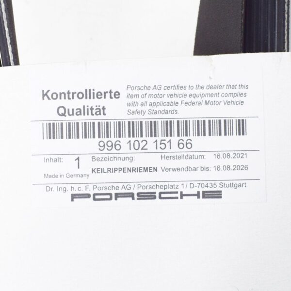 Porsche Boxster 987 Generator A/C Water Pump Belt 99610215166 NEW REAL - Image 6