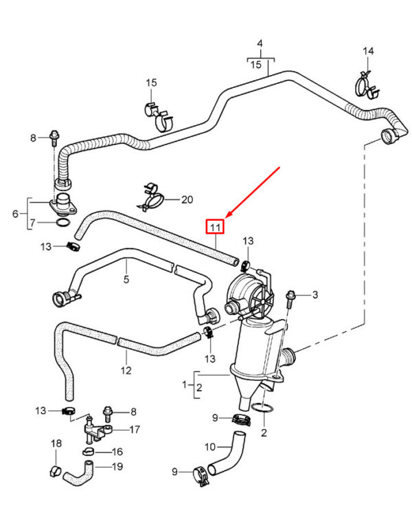 Porsche 911 996 Upper Hose of the Oil Separator 99610620850 NEW REAL