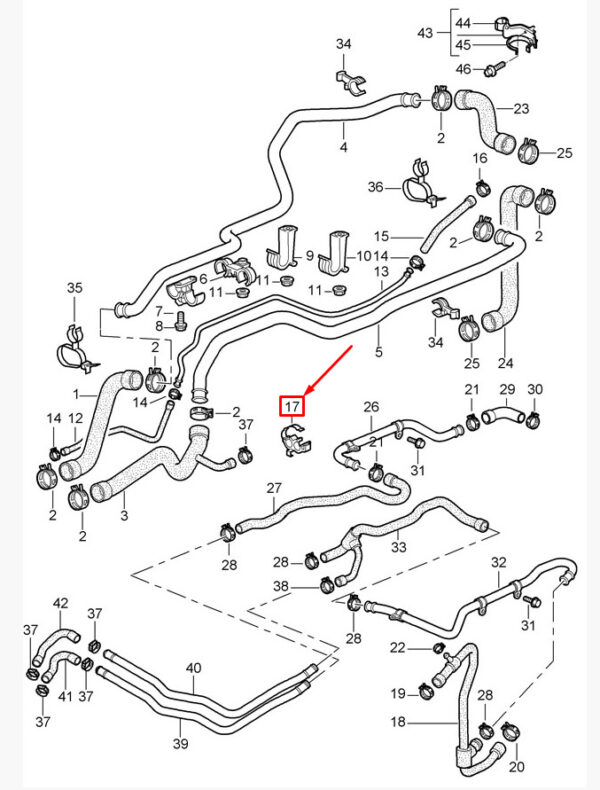 Porsche Carrera 911 996 water cooling hose holder 99610643800 NEW ORIGINAL - Image 3