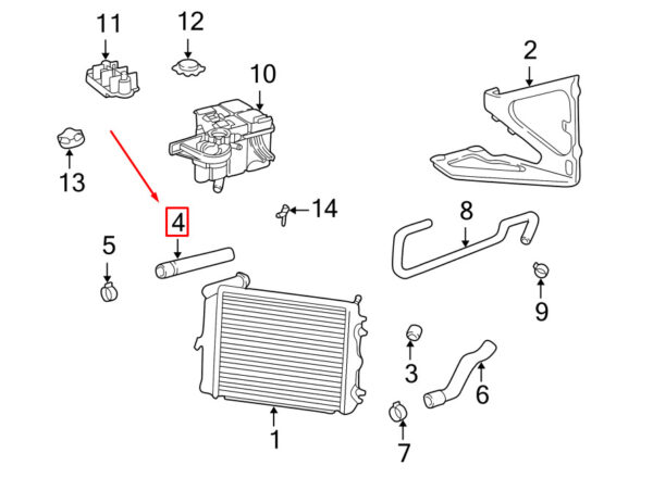 Porsche 911 996 Cooler Hose Top Left 99610662158 NEW GENUINE