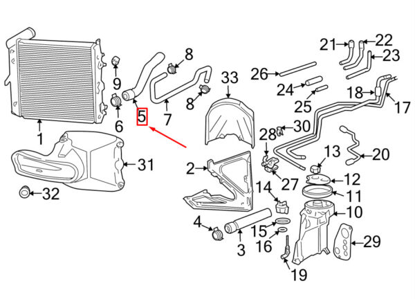 Porsche Boxster 986 Lower Left Cooler Hose 99610662502 NEW GENUINE