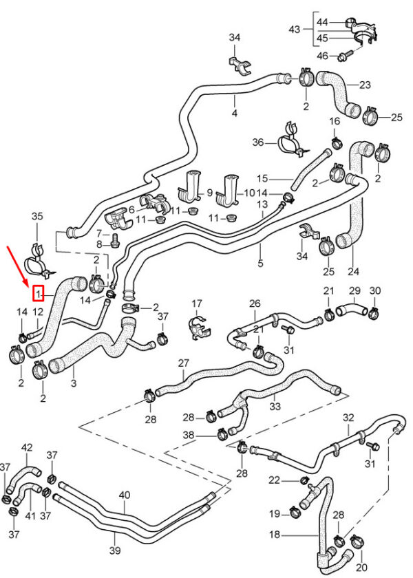 Porsche 911 996 Coolant Hose 99610664056 NEW GENUINE