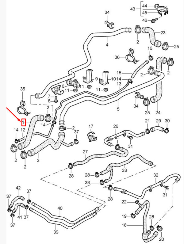 Porsche Carrera 911 996 Engine Coolant Hose 99610684007 NEW Original