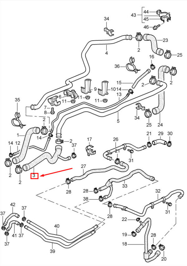 Porsche 911 996 Engine Coolant Hose 99610684110 NEW REAL - Image 2