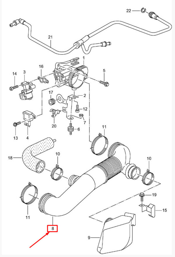 Porsche Boxster 986 Throttle Body Adapter Air Duct 99611002705 NEW GENUINE - Image 6