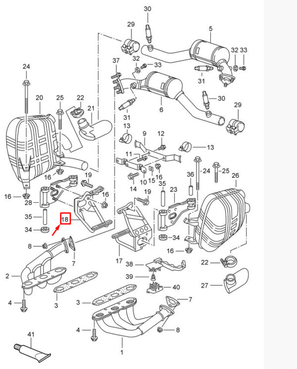 Porsche 911 996 Carrera exhaust bracket right 99611112854 NEW ORIGINAL - Image 2
