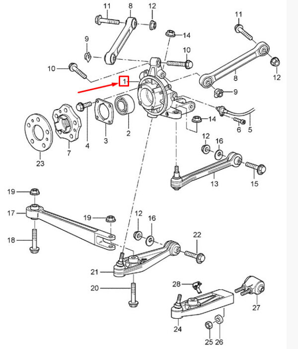 Porsche 911 996 Carrera knuckle rear right 99633111206 new original - Image 2