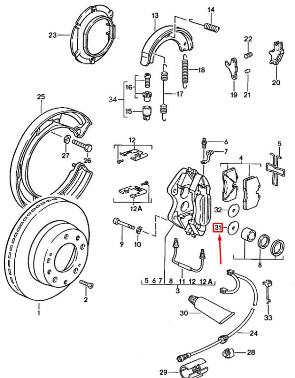 Porsche 968 brake lining damping plate rear 99635208600 NEW ORIGINAL - Image 3