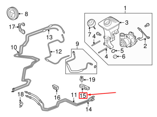 Porsche Cayman 987 Power Steering Pressure Line Mount 99635554300 NEW Original