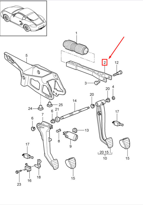 Porsche Boxster 987 Brake Pedal Push Rod 99642316505 NEW GENUINE - Image 2