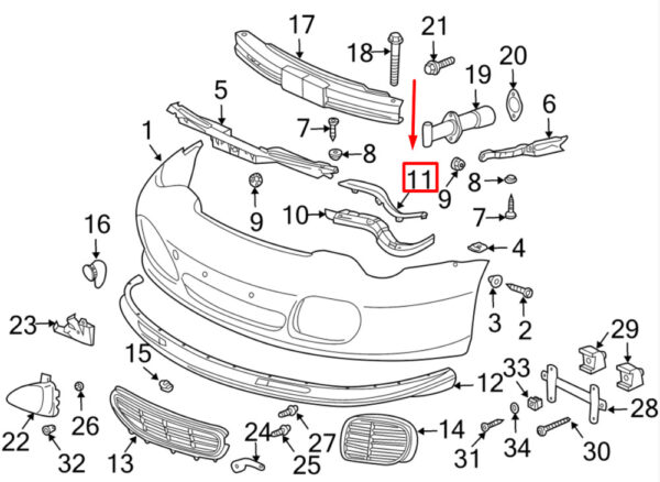 Porsche 911 996 Carrera front left bumper trim 9965057410201C NEW - Image 5