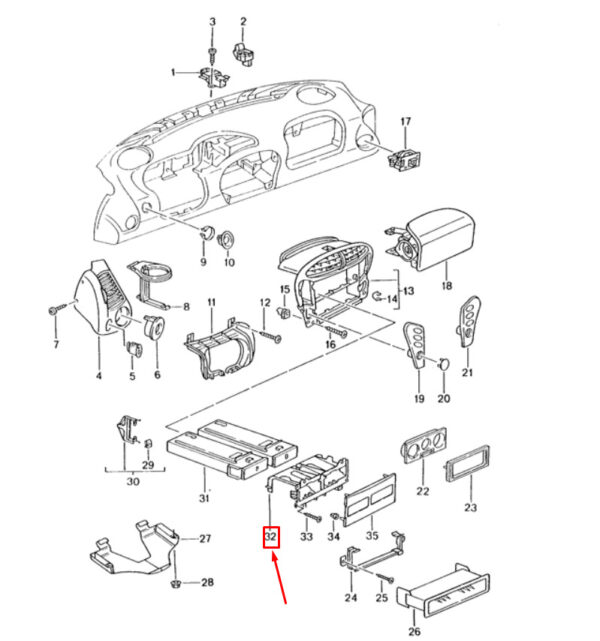Porsche 911 996 Carrera Cup Holder Support Frame 99655235100 NEW Genuine