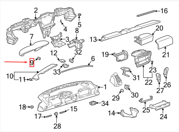 Porsche 911 996 Carrera Instrument Panel Cover 99655262602M33 NEW REAL - Image 3