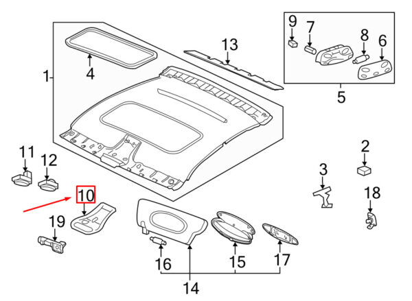 Porsche 911 997 Indoor Overhead Light Console 9965555709A03 NEW REAL - Image 5